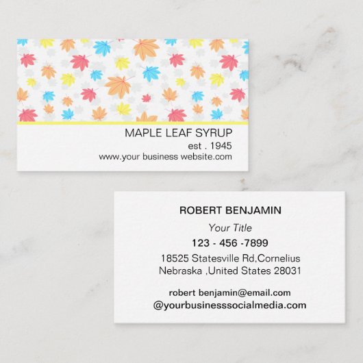 Modernes Ahornblatt Visitenkarte (Vorne/Hinten)