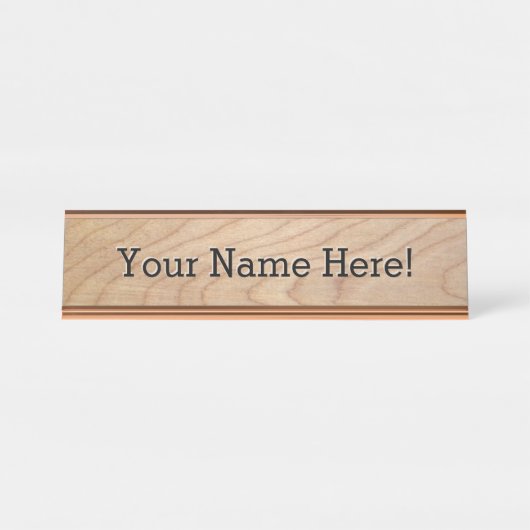 Modernes Ahornholz Luxus Designer Schreibtisch Nam Schreibtischnamensplakette (Vorderseite )