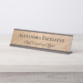 Modernes Ahornholz Minimalistisch Schreibtischnamensplakette (Vorderseite )
