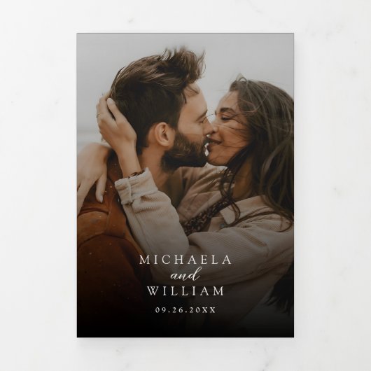 Modernes All in One Details UAWG QR Code Hochzeit Dreifach Gefaltete Einladung (Cover)