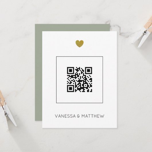 Modernes All in One-Sage QR Code Budget Hochzeit (Vorderseite/Rückseite Beispiel)