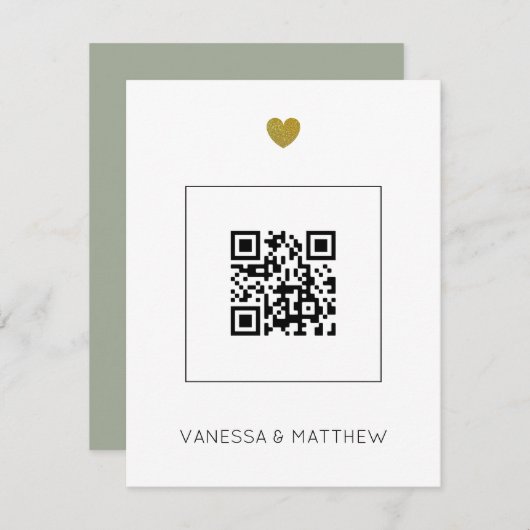 Modernes All in One-Sage QR Code Budget Hochzeit (Vorne/Hinten)