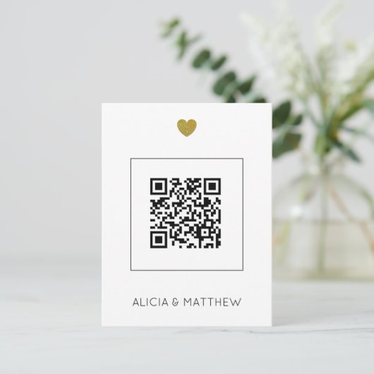 Modernes All in One Wedding Einladung mit QR Code Postkarte (Stehend Vorderseite)