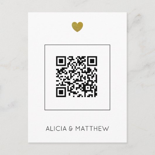 Modernes All in One Wedding Einladung mit QR Code Postkarte (Vorderseite)