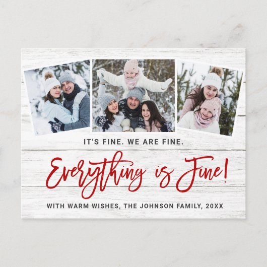 Modernes Alles ist fein Weihnachten 3 Foto Postkarte (Vorderseite)