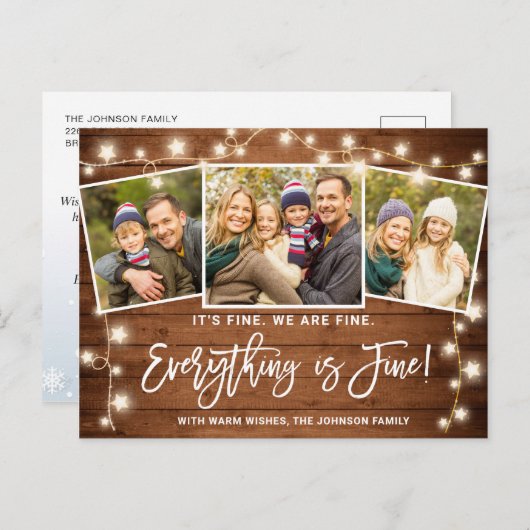 Modernes Alles ist fein Weihnachten 3 Foto Postkarte (Vorne/Hinten)