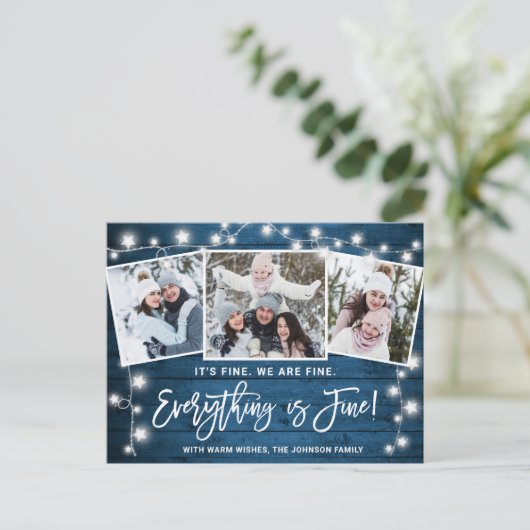 Modernes Alles ist fein Weihnachten 3 Foto Postkarte (Stehend Vorderseite)