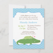 Modernes Alligator Blue Zickzack Baby Dusche Party Einladung (Vorderseite)