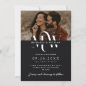 Modernes Allround-QR-Code in einem eleganten Monog Einladung (Vorderseite)