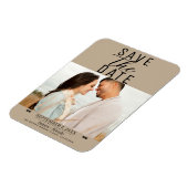 Modernes Almond Beige Save the Date Hochzeitsslima Magnet (Linke Seite)