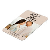 Modernes Almond Bisque Save the Date Hochzeitsszit Magnet (Linke Seite)