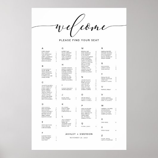 Modernes Alphabetisches Seekartenzeichen Poster (Vorne)