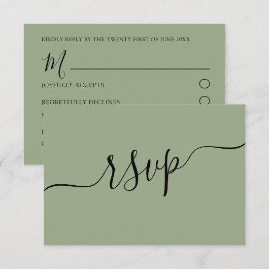 Modernes Alter Grüner QR Code Hochzeit RSVP Karte (Vorne/Hinten)