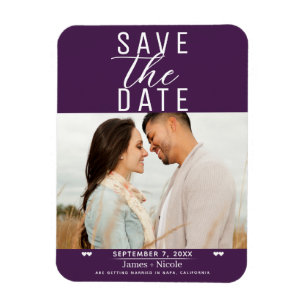Modernes Amethyst Lila Save the Date Hochzeitsstif Magnet