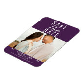Modernes Amethyst Lila Save the Date Hochzeitsstif Magnet (Linke Seite)
