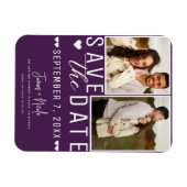 Modernes Amethyst Save the Date 2 Foto Hochzeit Magnet (Horizontal)
