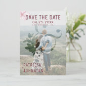 Modernes Ampero und rosa Magnolia Hochzeit Foto Save The Date (Stehend Vorderseite)
