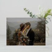 Modernes Ampersand-Foto-Overlay Save the Date schw Folieneinladung (Stehend vorne)