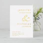 Modernes Ampersand-Foto Save the Date Gold Folieneinladung (Stehend vorne)