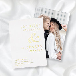 Modernes Ampersand-Foto Save the Date Gold Folieneinladung