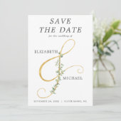 Modernes Ampersand schlichtes Grün Hochzeitssemble Save The Date (Stehend Vorderseite)
