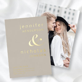 Modernes Ampersand Taupe Foto Save the Date Folieneinladung