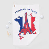 Modernes, an das PARIS-Monogramm ANGEBAUTES Golfhandtuch (Insitu)