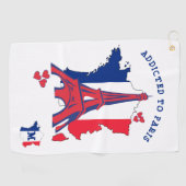 Modernes, an das PARIS-Monogramm ANGEBAUTES Golfhandtuch (Horizontal)