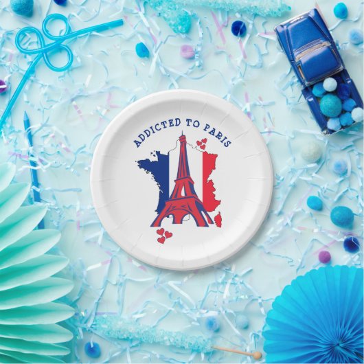 Modernes, an das PARIS-Monogramm ANGEBAUTES Pappteller (Party)