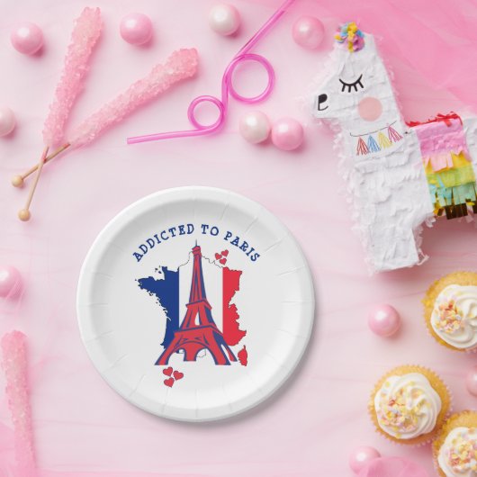 Modernes, an das PARIS-Monogramm ANGEBAUTES Pappteller (Party)