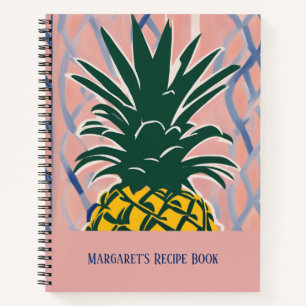 Modernes Ananas-Rezeptbuch mit individuellem Namen Notizblock