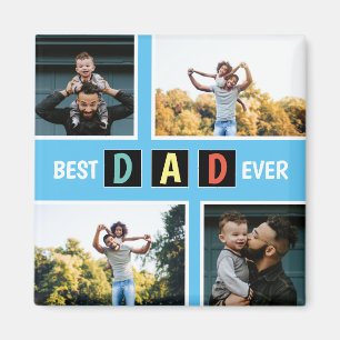 Modernes Andenken für den besten Papa mit 4 Fotos Magnet