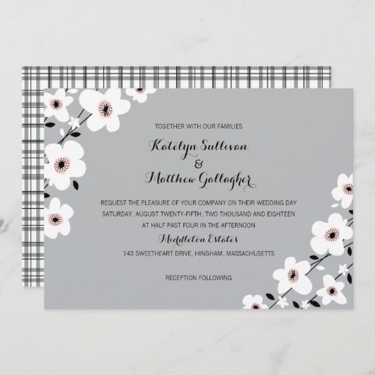 Modernes Anemon| Hochzeit Einladung (Vorne/Hinten)