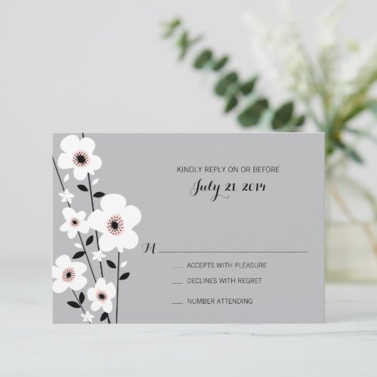 Modernes Anemon | Hochzeit RSVP Karte (Stehend Vorderseite)