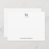 Modernes Anfangsbuchstaben Einfach Schwarz Mitteilungskarte (Vorne/Hinten)