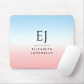 Modernes Anfangsmonogramm Blau-Rosa Weißes Farbton Mousepad (Mit Mouse)