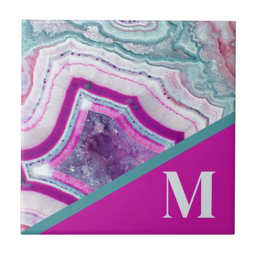 Modernes Anfangsmonogramm Fliese (Vorderseite)