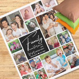 Modernes Angebot von 17 Fotocollage-Familiennamen Fleecedecke