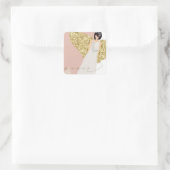 Modernes Angel Gold Funkelnd Wings Typografie Frie Quadratischer Aufkleber (Tasche)