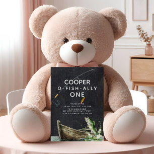 Modernes Angeln 1. Geburtstag Einladung