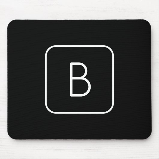 Modernes angeredetes Anfangsmonogramm | weiß u. Mousepad (Vorne)