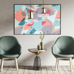 Modernes Angesagtes Abstraktes geometrisches 50er  Poster<br><div class="desc">Klassisch, unterhaltsam und zeitgenössisch rosa, korallenrot orange, aquamarin blau grüne, abstrakte geometrische Dreiecke, Polka-Punkte, Streifen und Halbkreise Mosaikmuster auf pastellfarbenem Hintergrund. Stilvolles Original und cooles Cover für den Trend-versierten und kunstliebenden angesagten Trendsetter, trendiger Look-Style-Motif-Liebhaber. Erhältlich auf einer Vielzahl von modernen Zuhause-Innendekor Akzenten für die Dekoration des Master-oder Gastzimmer, Wohn-oder Familienzimmer,...</div>