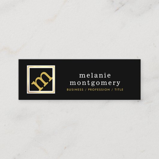Modernes Angles Monogramm, bearbeitbares Schwarz u Mini Visitenkarte (Vorderseite)