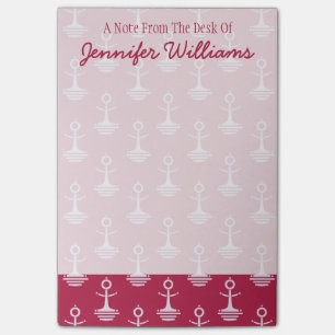 Modernes Anker-Muster   addieren Ihren Namen Post-it Klebezettel