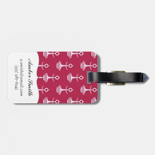 Modernes Anker-Muster Gepäckanhänger (Rückseite horizontal)