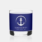 Modernes Ankerbootlogo Navy Blue Whiskyglas (Rückseite)