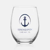 Modernes Ankerbootlogo Weinglas Ohne Stiel (Vorderseite)