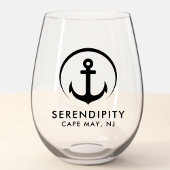 Modernes Ankerbootlogo Weinglas Ohne Stiel