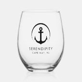 Modernes Ankerbootlogo Weinglas Ohne Stiel (Vorderseite)