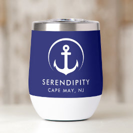 Modernes Ankerlogo Navy Blue Boat